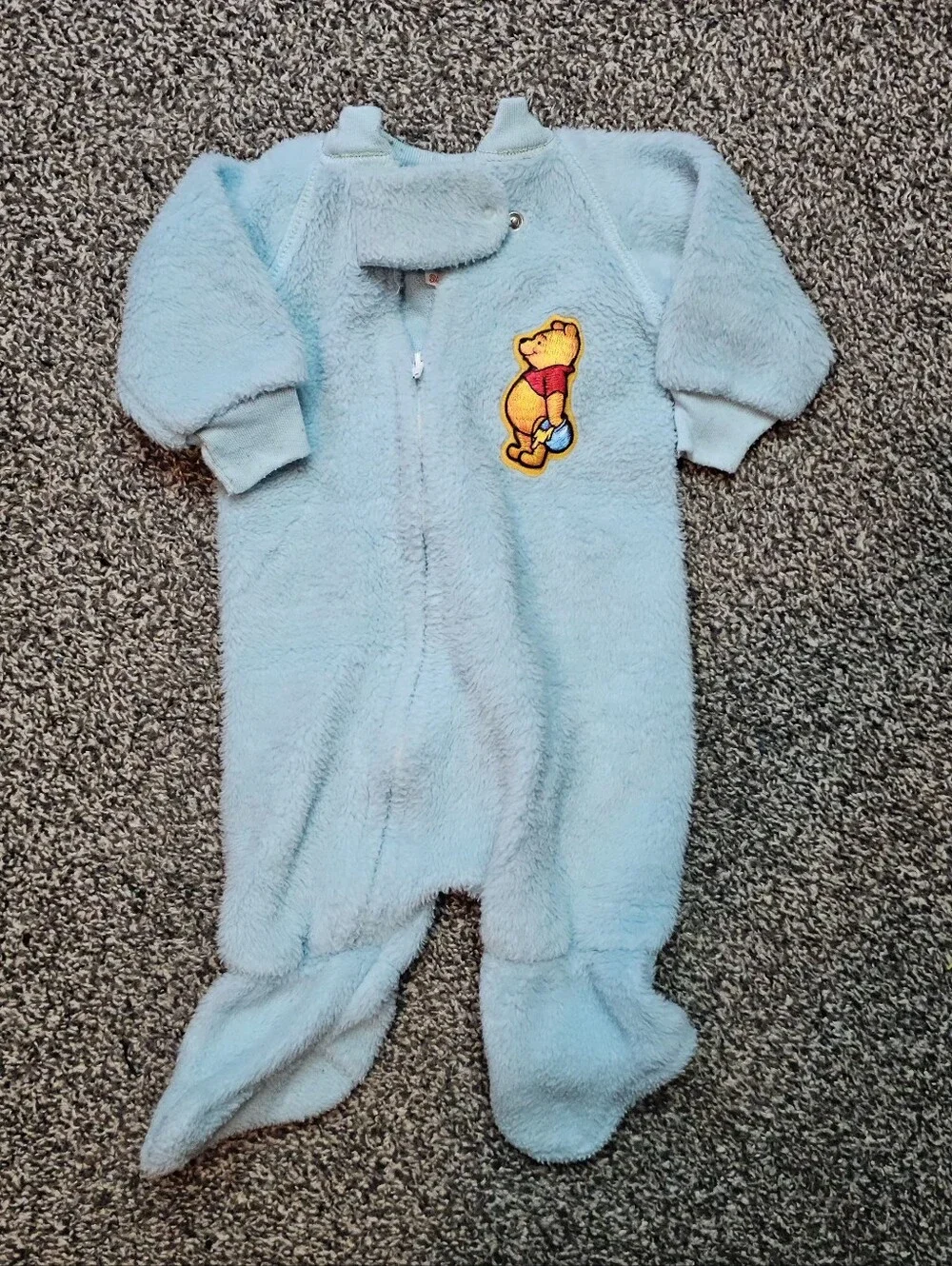 Vintage Sears Disney Winnie the Pooh Baby Footed Fleece Sleeper Newborn USA
